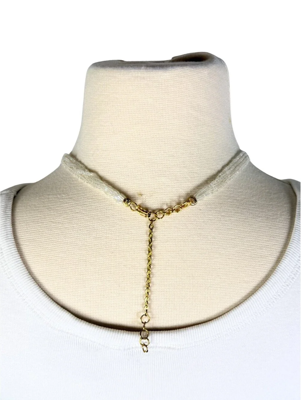 Vintage Clear Glass Beaded Choker Necklace Adjustable Y2K